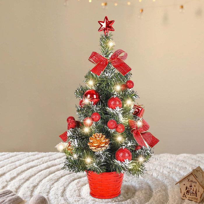 The Holiday Aisle® Artificial Mini Tabletop Christmas Tree with LED